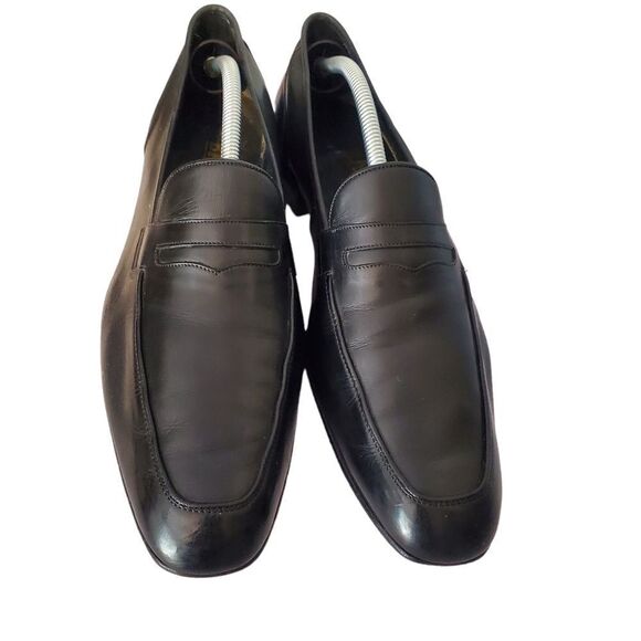 Bally Elite Black Soft Leather Apron Toe Penny Loafers 12 Narrow - Picture 2 of 8